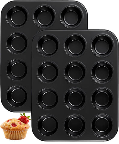 Yoehka two-pack muffin pan with nonstick coating for easy muffin release.