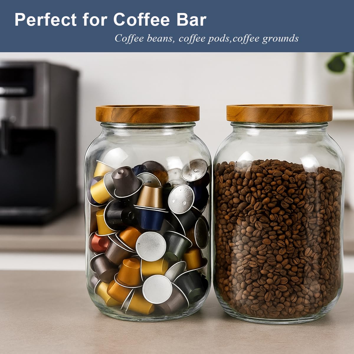 YoenKtss clear glass jar on pantry shelf demonstrating visibility