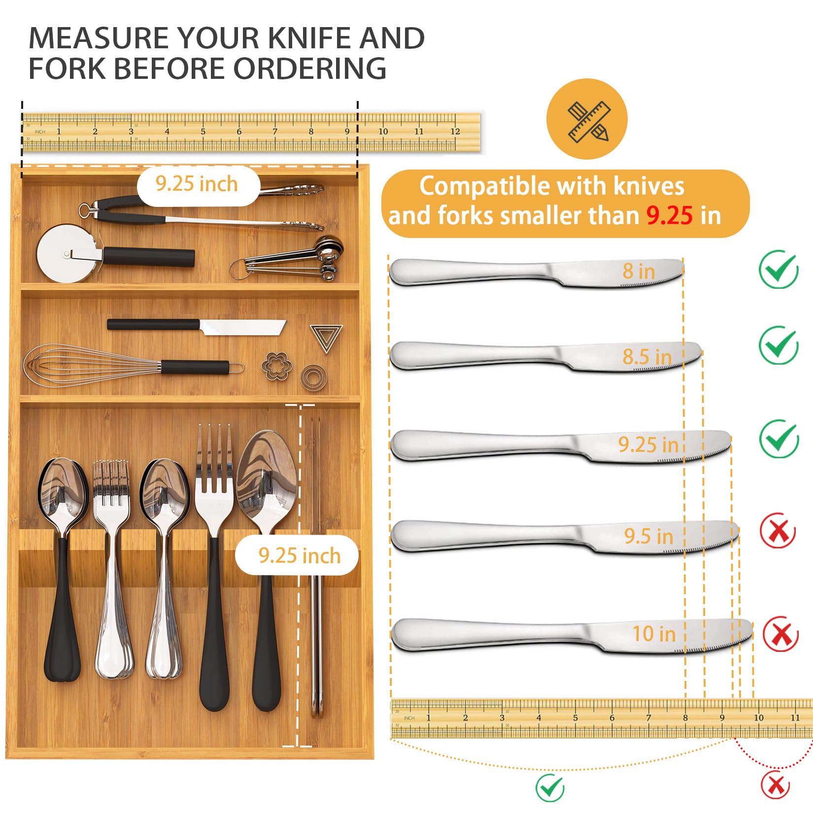 Yofidra fixed-slot organizer secures spoons, forks, and knives for stable retrieval