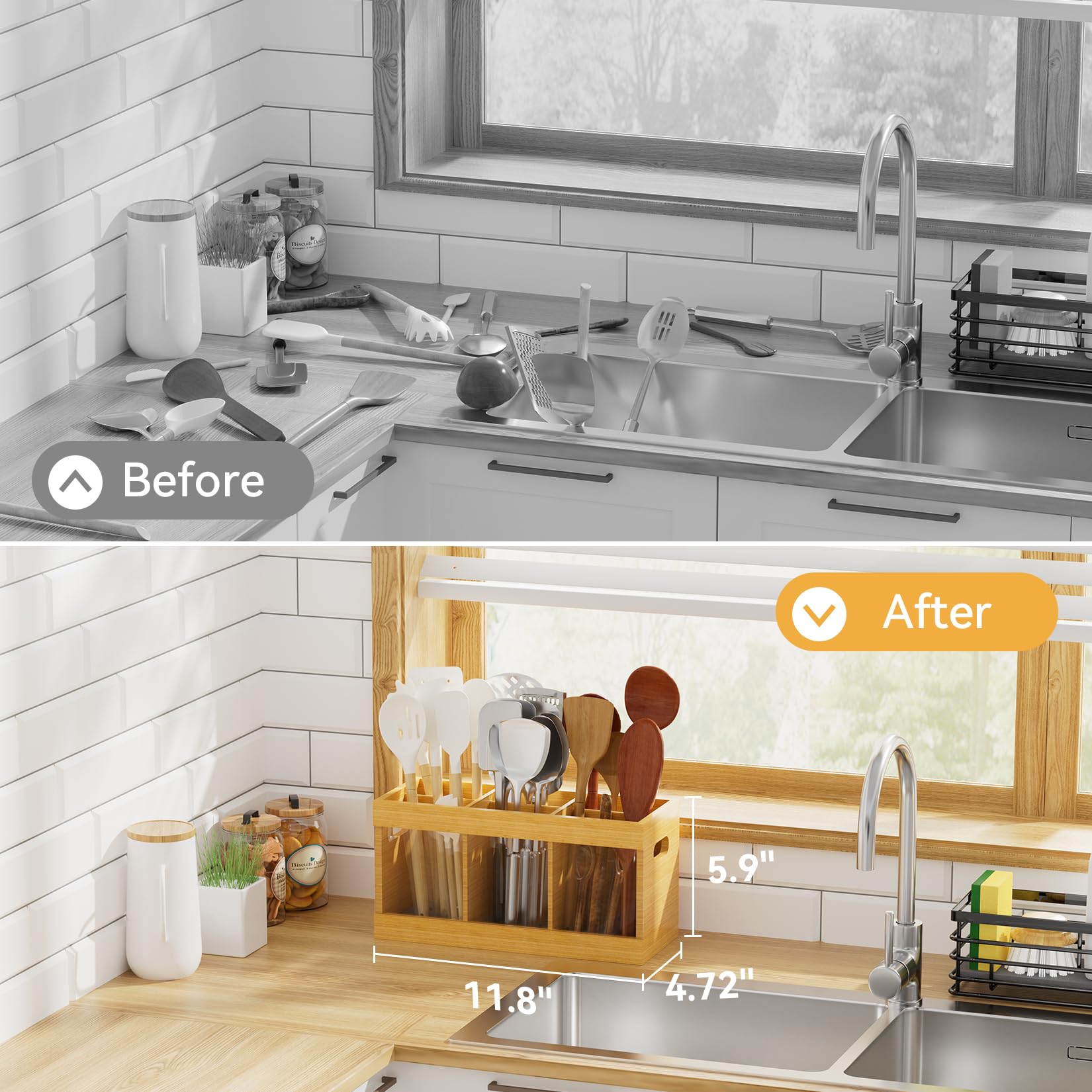 Yofidra farmhouse decor vibe complements kitchen style while organizing tools.