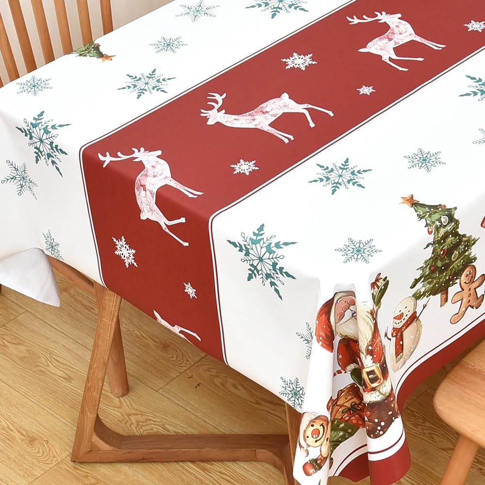 Yofori Christmas tablecloth with red deer pattern protects your table during holidays