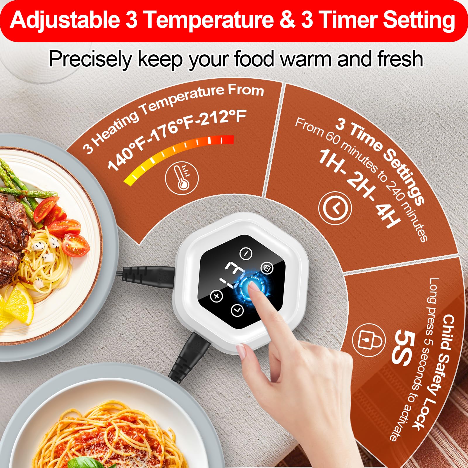 YOHHOS warming mat buffet setup keeps dishes warm during gatherings.