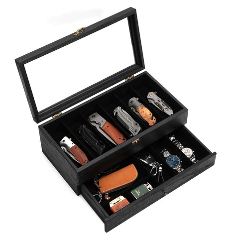 Yoimori solid wood knife case with 9 slots for an organized collection