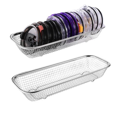 Yoku Made lid organizer inside cabinet keeps lids neatly accessible.