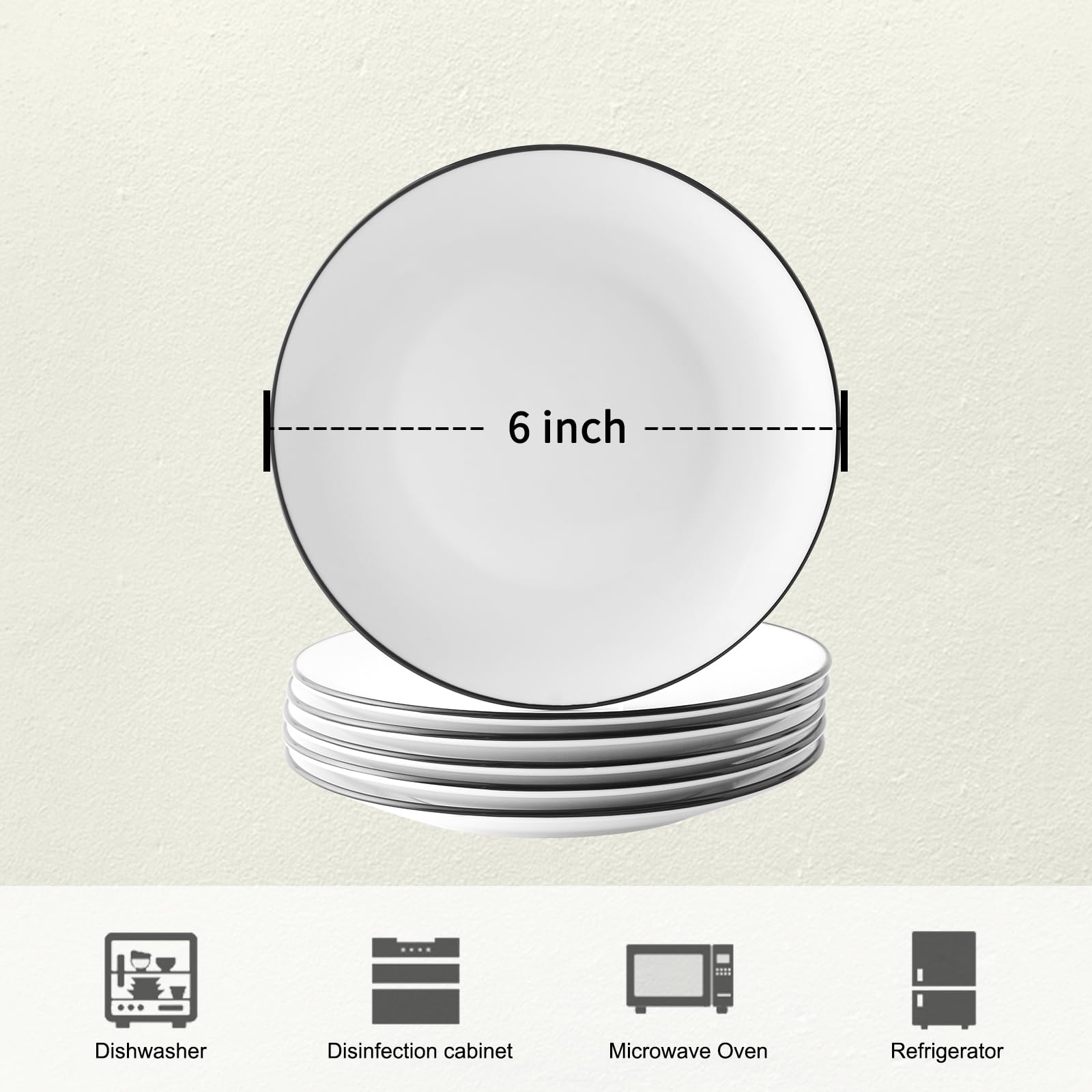 YOLIFE 6inch plate for pie and snacks, compact and versatile