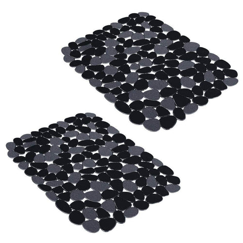Yolife pebble sink mat in black protects stainless steel and reduces noise.