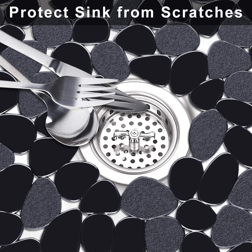 Yolife pebble sink mat cushioned surface protects delicate glassware.