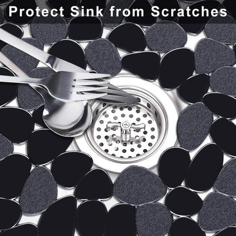 Yolife pebble sink mat cushioned surface protects delicate glassware.