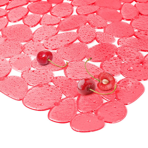 Yolife dark-red pebble mat under dishes drying.