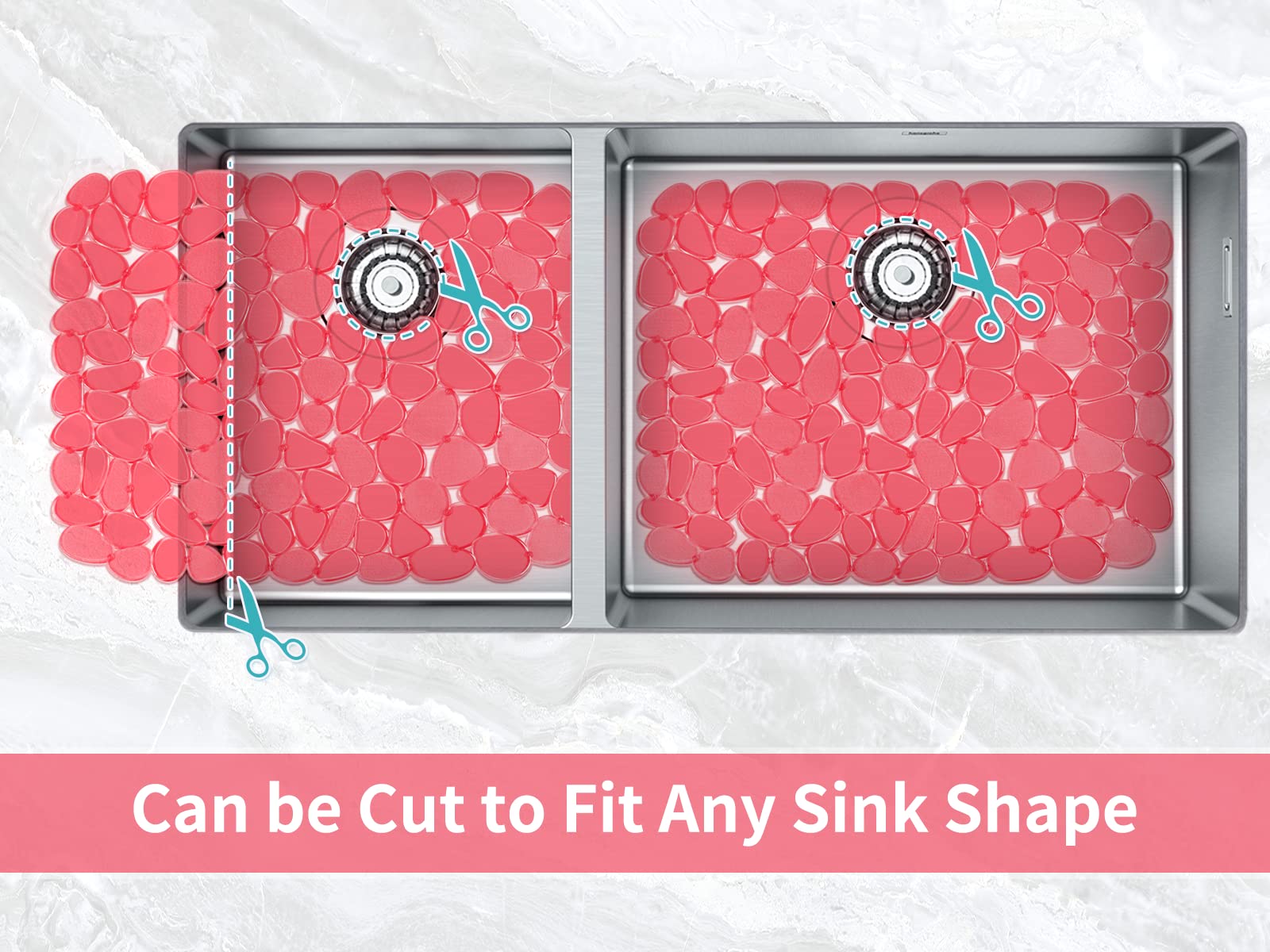 Yolife dark-red mat inside a stainless sink to prevent scratches.