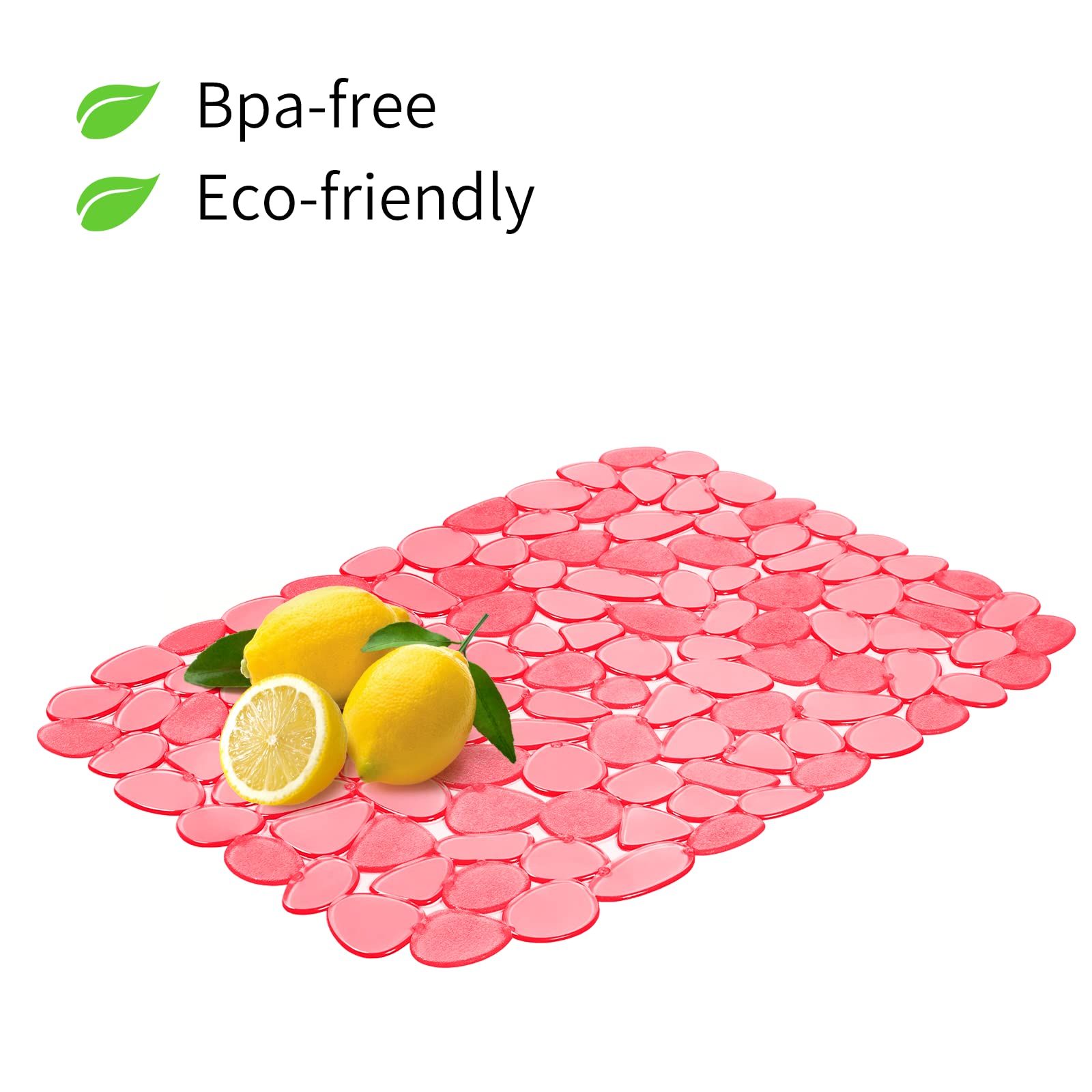 Yolife dark-red pebble mat as a protective accessory for sinks.