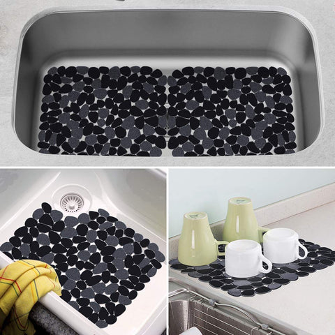 Yolife pebble sink mat stays in place, reducing movement during washing.