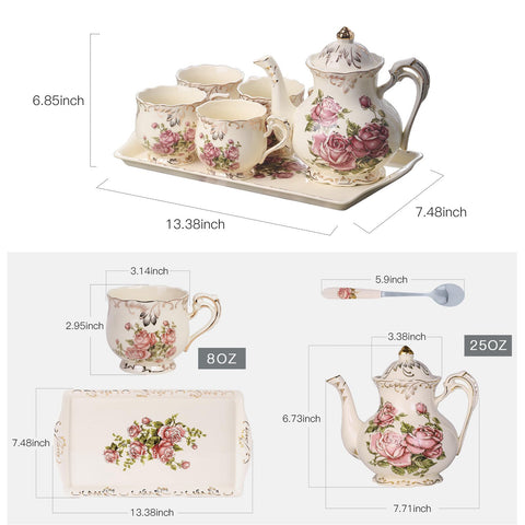 YOLIFE porcelain tea set with golden edge elevates table decor