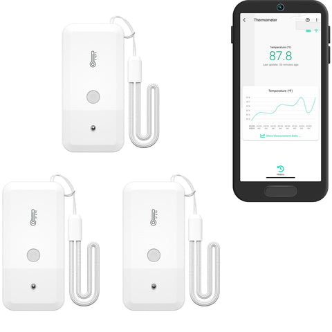 YoLink Smart Freezer Thermometer 3 Pack front view with LoRa sensors for precise temps