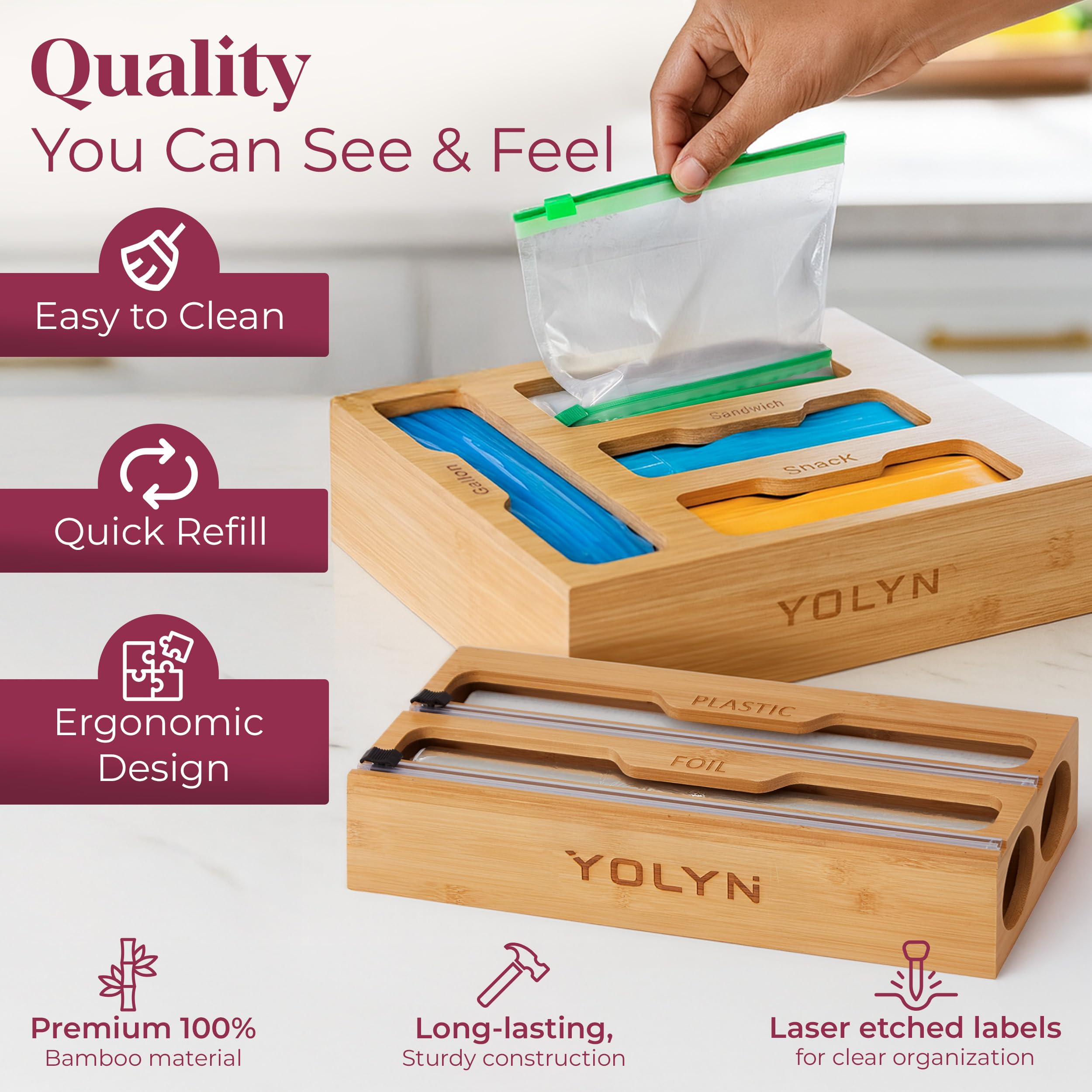 Close-up of YOLYN bamboo construction highlighting natural material and durability