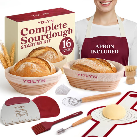YOLYN banneton round 9 inch proofing basket for even rise and crust