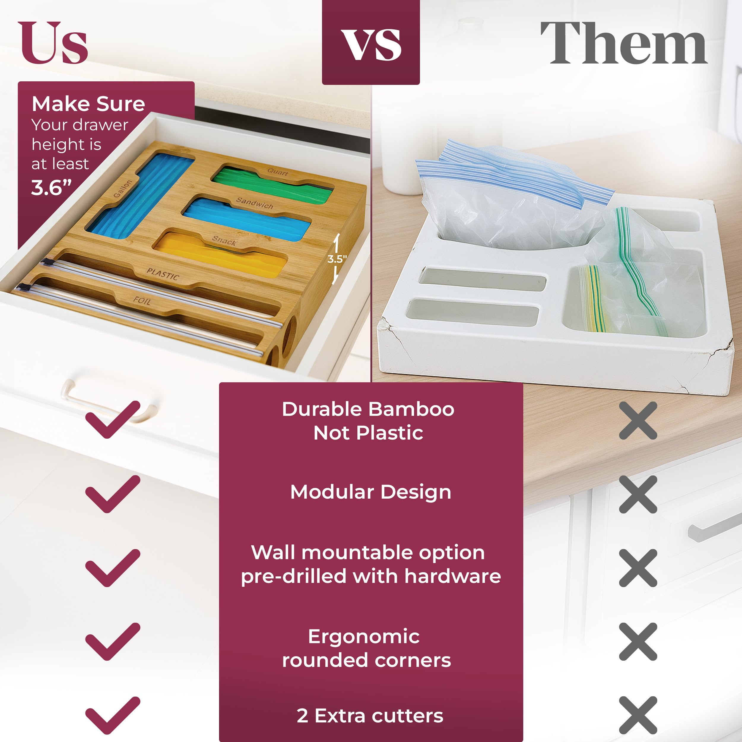 YOLYN drawer organizer storage box keeping clips neatly tucked away