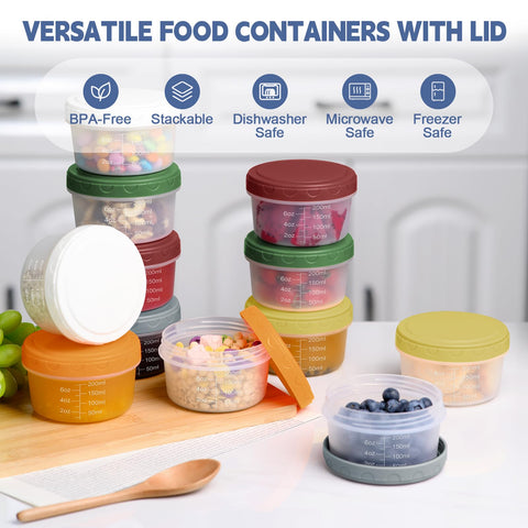 Yomarket 10 oz sauce container with screw-on lid, leak-proof for lunches.