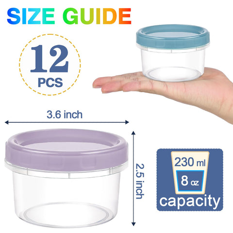 Yomarket 8oz container lids close-up showing secure screw lids