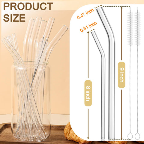 Yomarket bent glass straw 9in 12mm ideal for smoothies and cocktails.