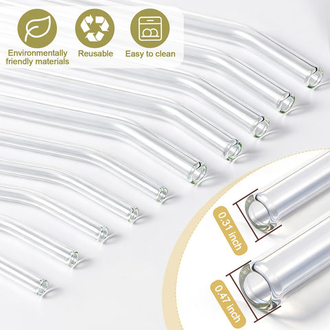 Yomarket clear glass straws in 8in 8mm size for everyday beverages.