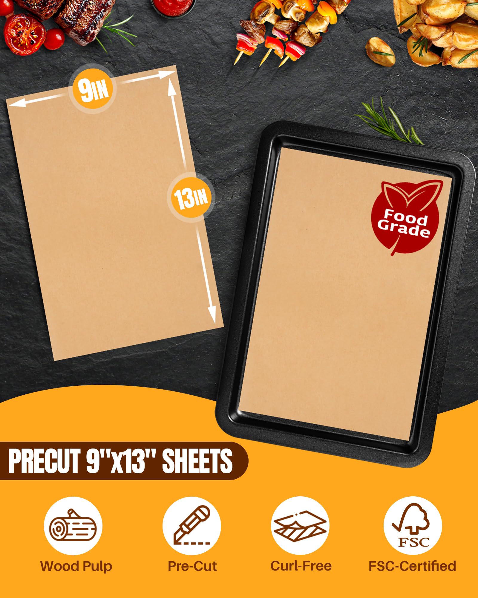 Yomeixte parchment paper double-sided non-stick coating for easy release.