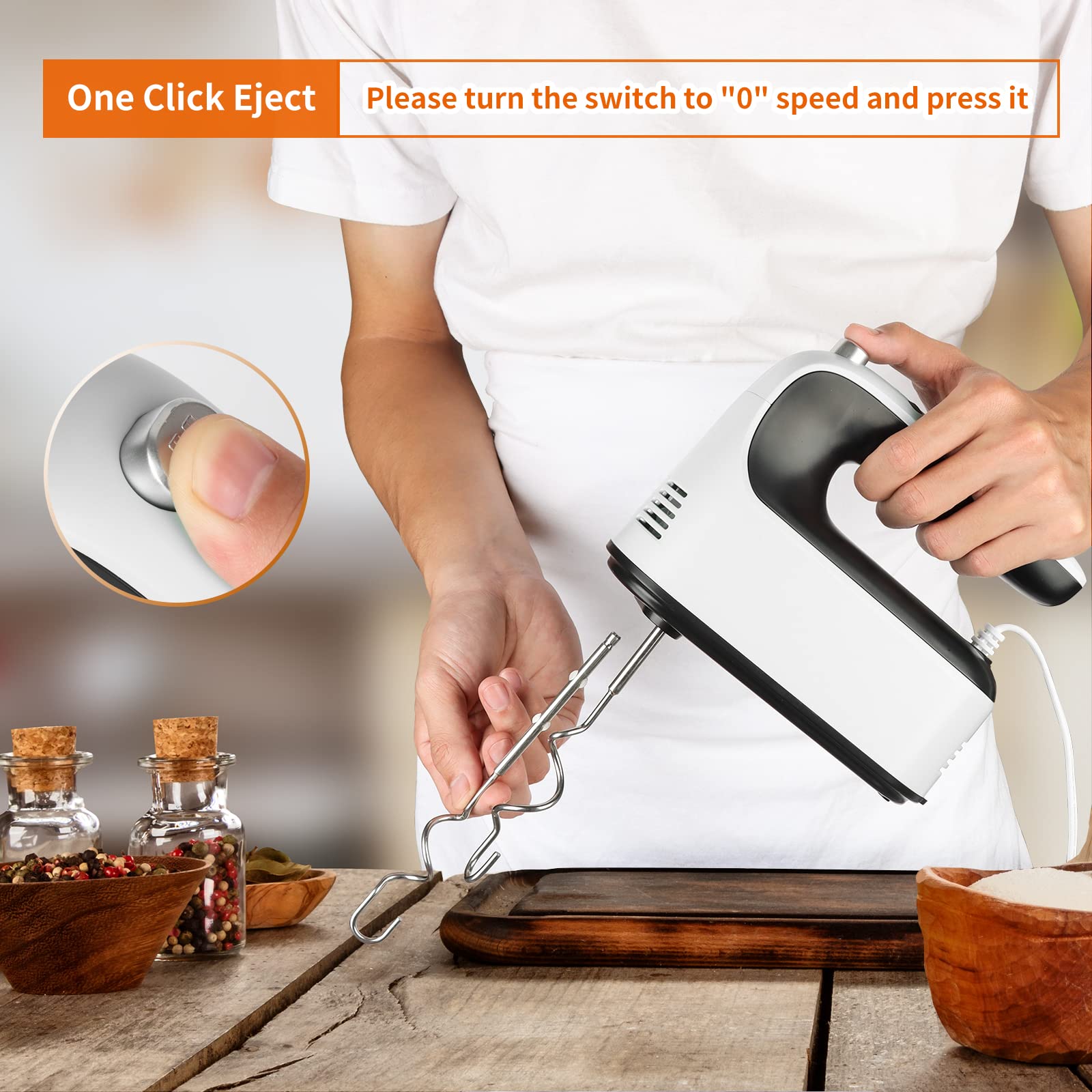 Yomelo attachment set including beaters, dough hooks, and whisk for baking tasks.