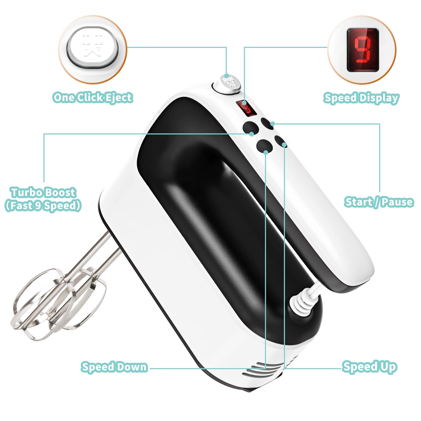 Yomelo hand mixer demonstrates quiet operation ideal for family kitchens.