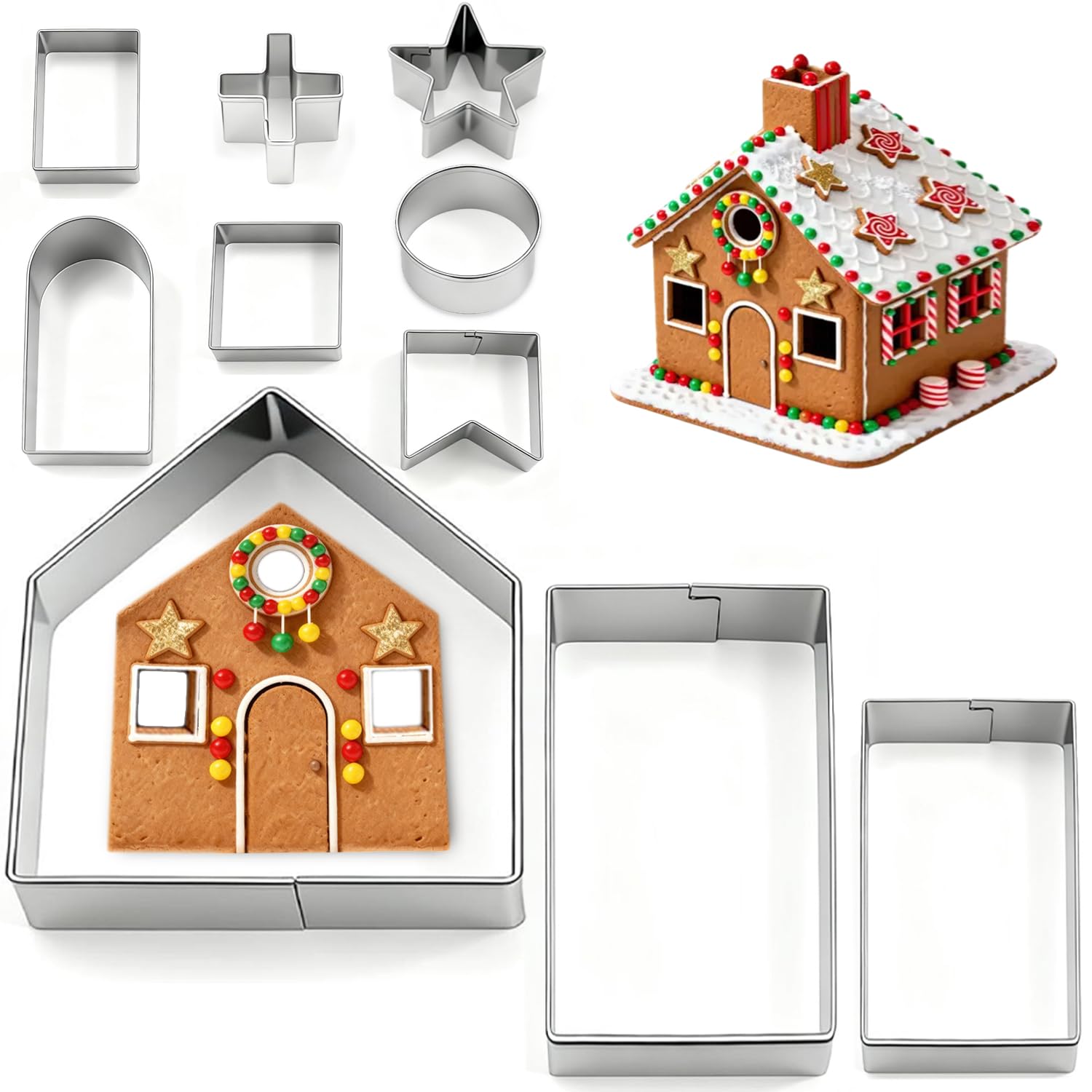 YomiFamily gingerbread front wall cutter for sturdy 3D house construction.