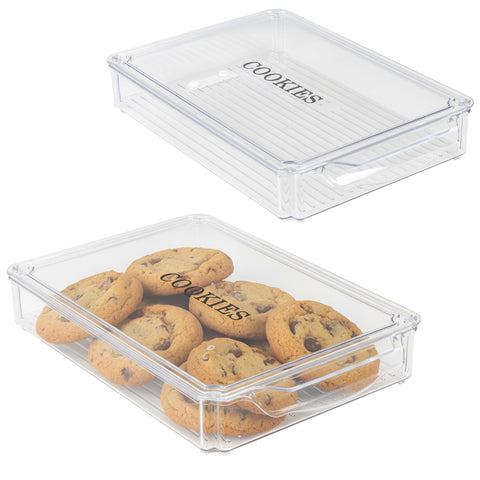 Yomjarl 2-pack airtight cookie containers with clear lids for quick viewing.