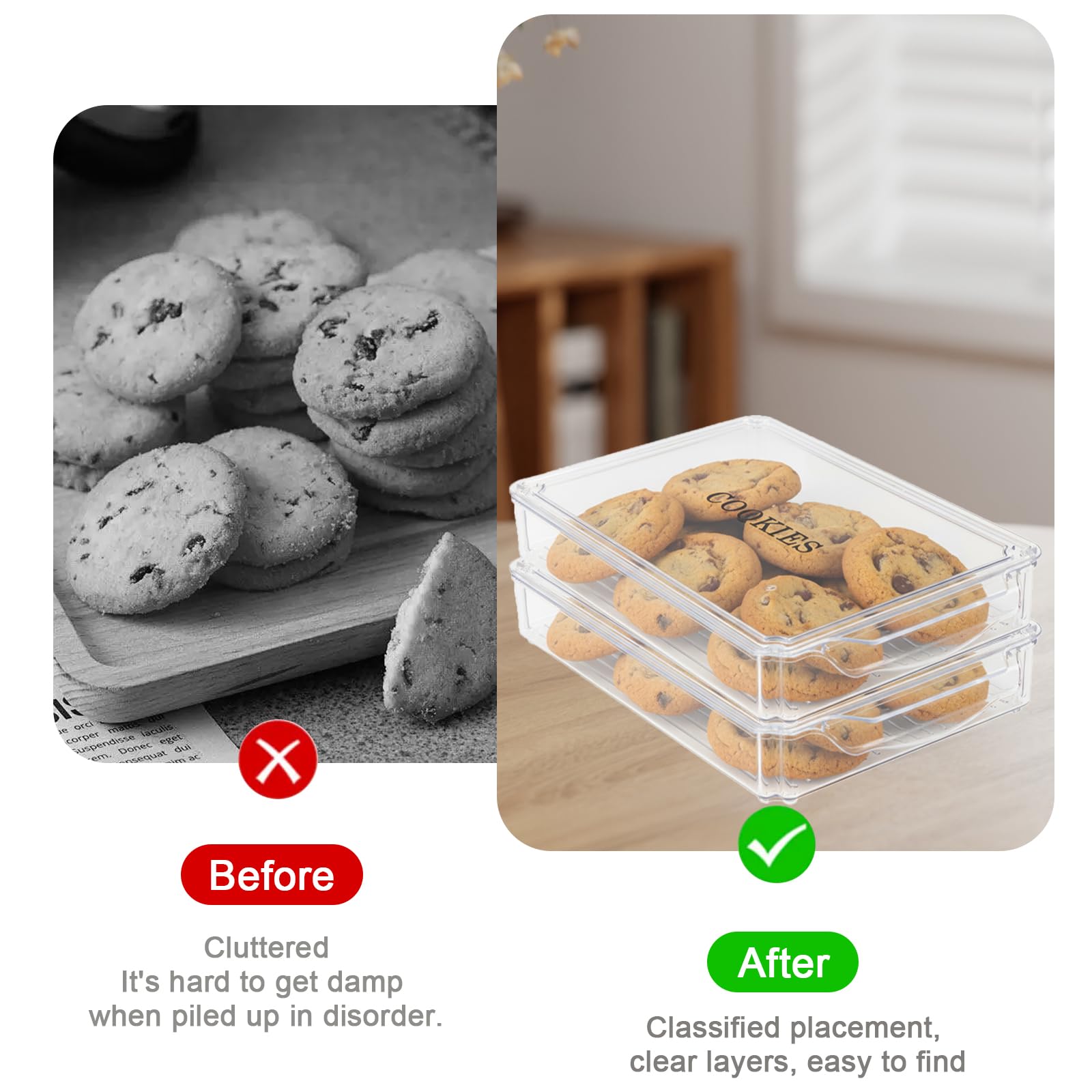 Yomjarl stackable snack container set maximizes countertop space.