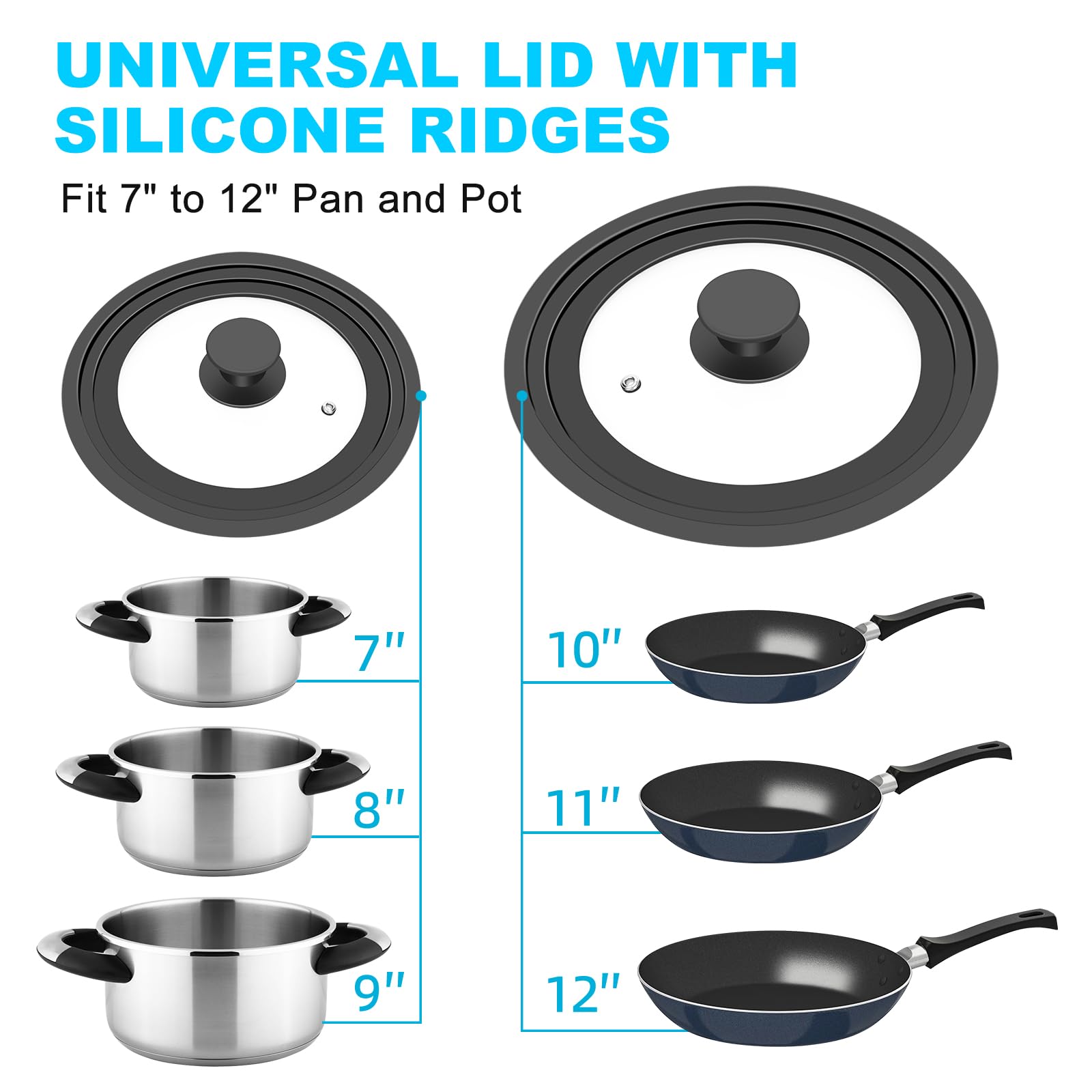 YOMUME universal lid small 7-9 inch glass, compact storage and versatile coverage.