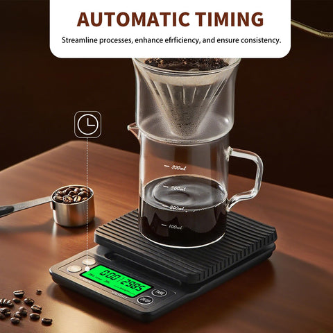 Yoncon 0.1g precision sensor for accurate espresso dosing and pour-over measurements.