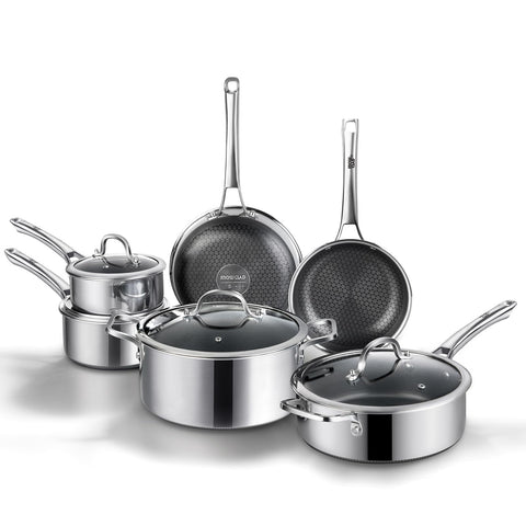 Yonida 10-piece non-stick frying pans set with smooth release and even heat.