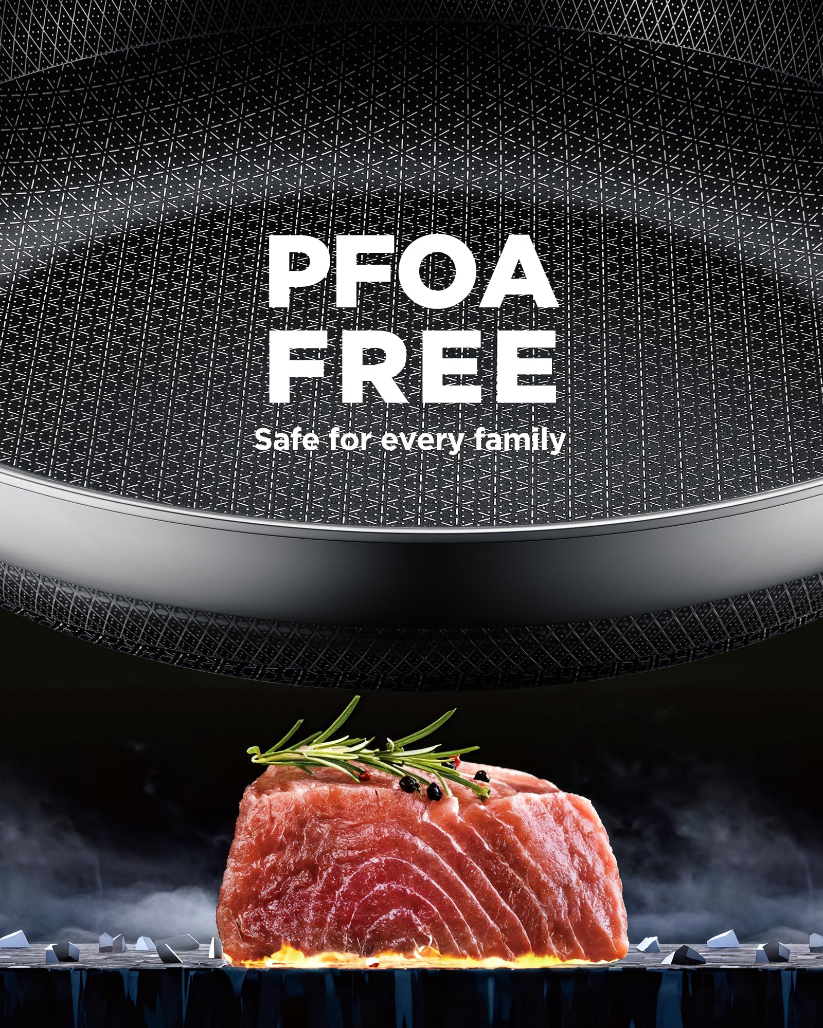 Yonida hybrid coating laser-etched detail highlighting durable nonstick surface