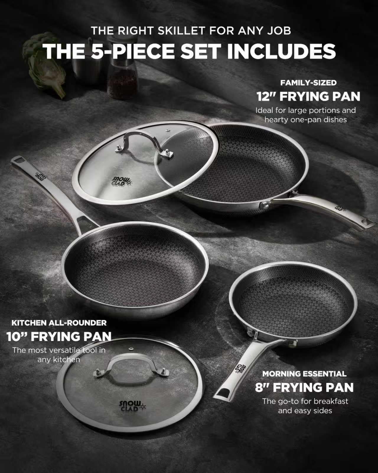 Yonida nonstick frying pan 10-inch top view for even heating and versatile cooking