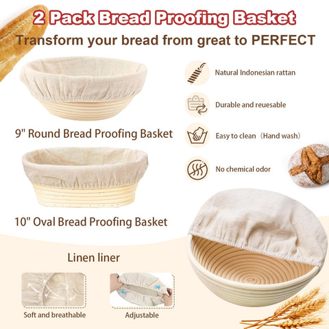 YONILL round proofing basket supports even fermentation and easy release
