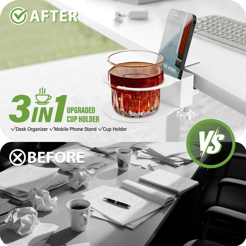Yonsya desk cup holder securely holds a water bottle.