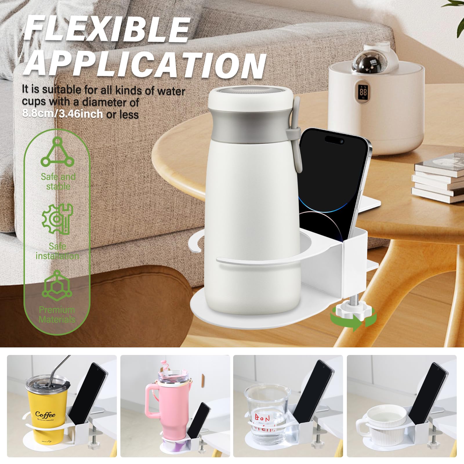 Yonsya desk cup holder edge clamp fits desks securely.