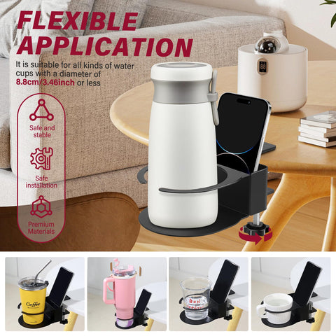 Yonsya desk cup holder doubles as a phone stand for convenient access.