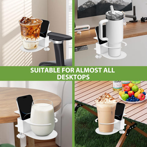 Yonsya desk cup holder also supports a phone stand.