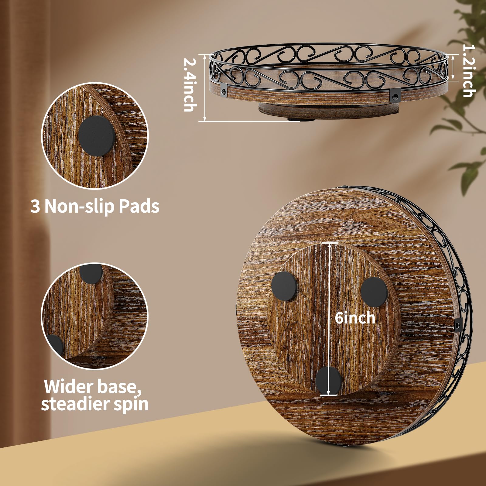 Yoobure 360-degree rotation bearing delivers smooth, silent access to items.