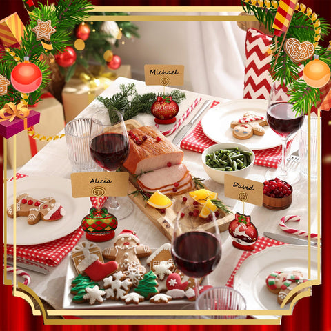 Yookeer holiday desk decor card holders on a workspace