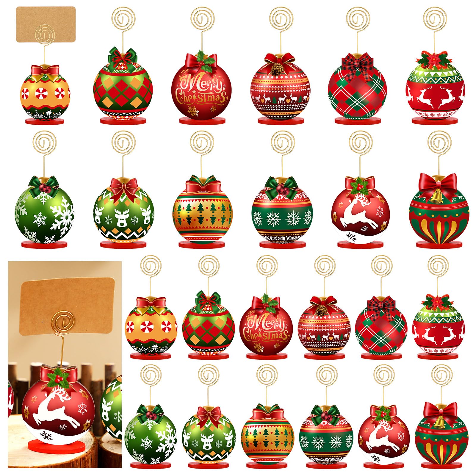 Yookeer Christmas wood place card holders set on a festive table