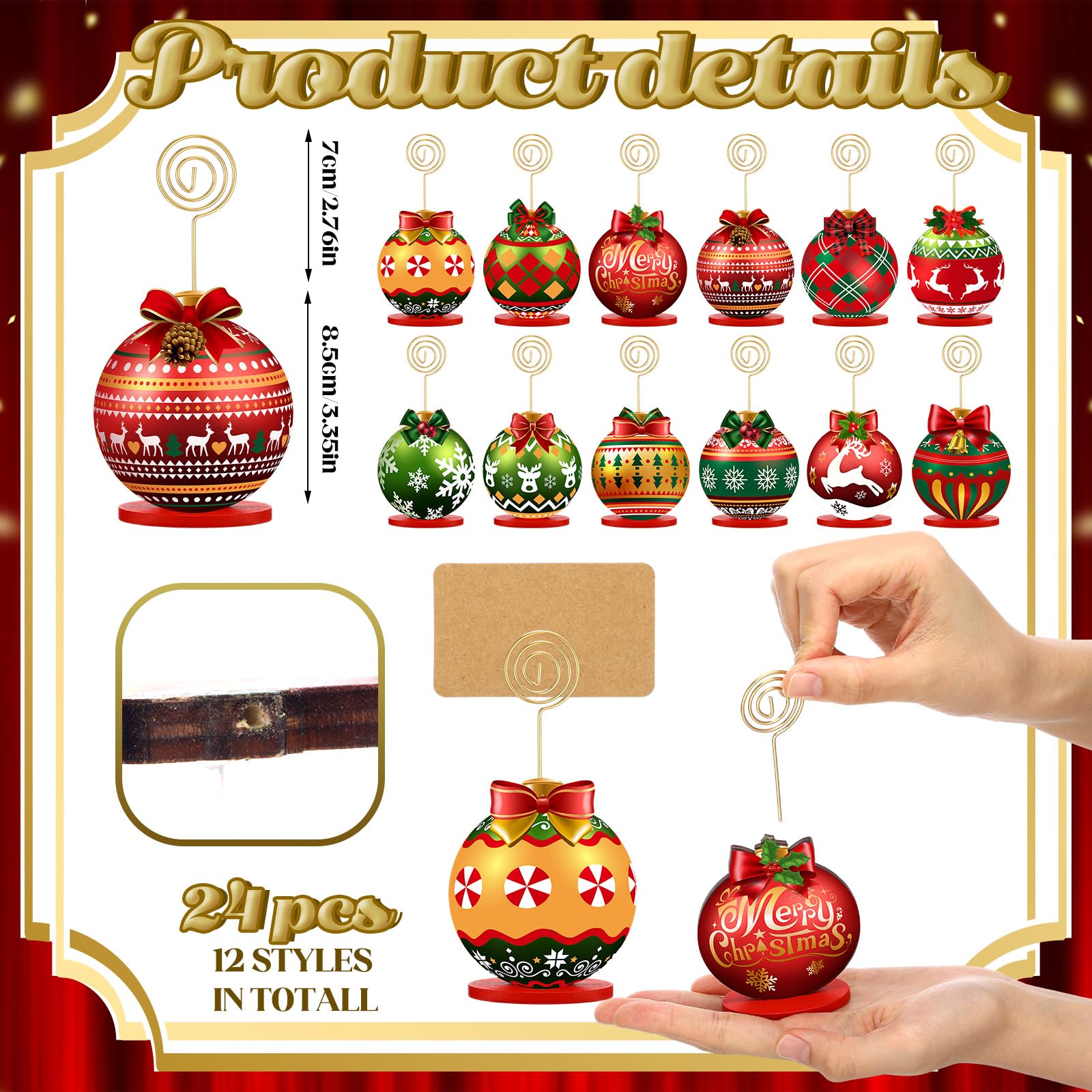 Yookeer wooden holder with silver clip for secure card display