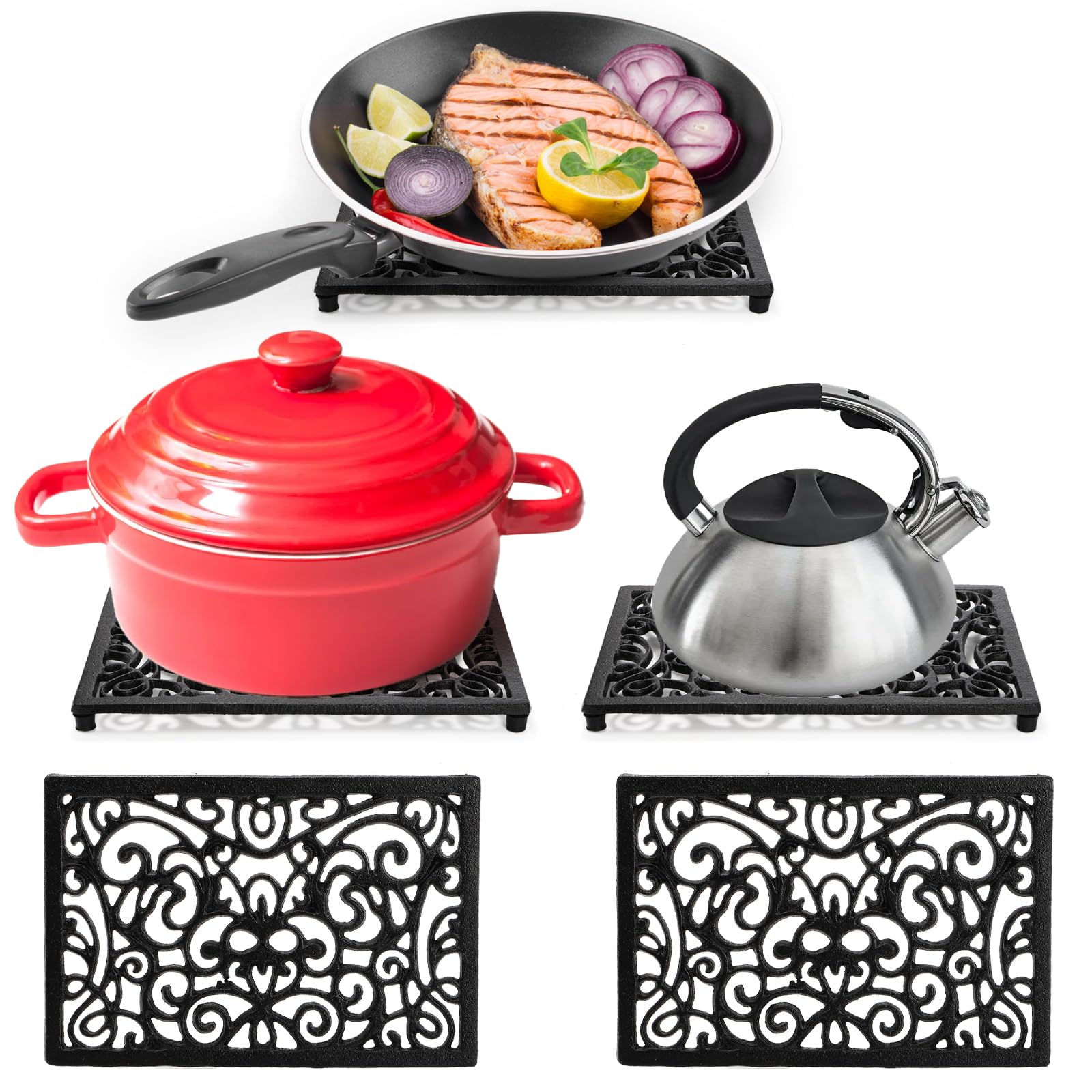 Yopay anti-slip trivet with rubber pegs keeps hot pots stable on counters.