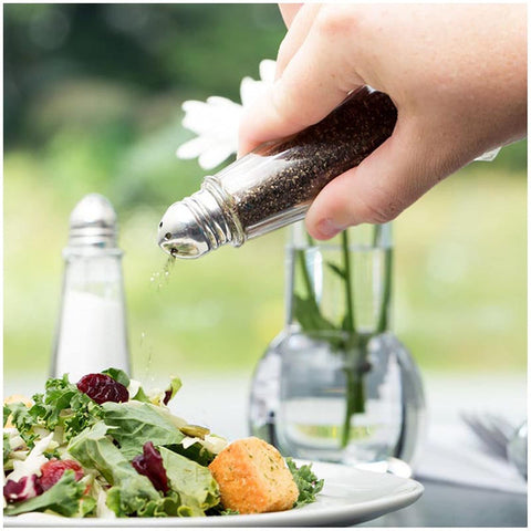 Yopay dishwasher-safe salt and pepper shakers simplify cleaning after meals.