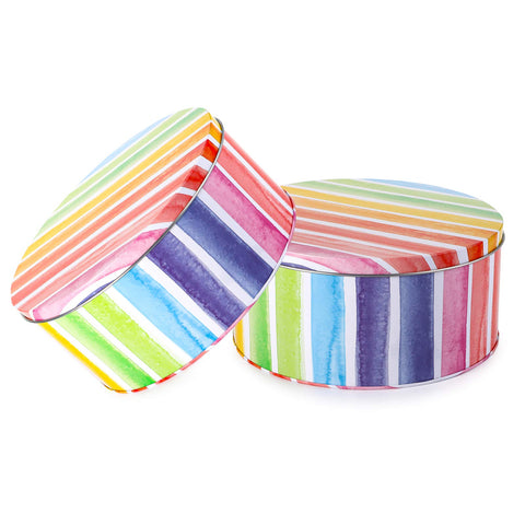 Yopay round tin ideal for snacks, nuts, chocolates, and candies.