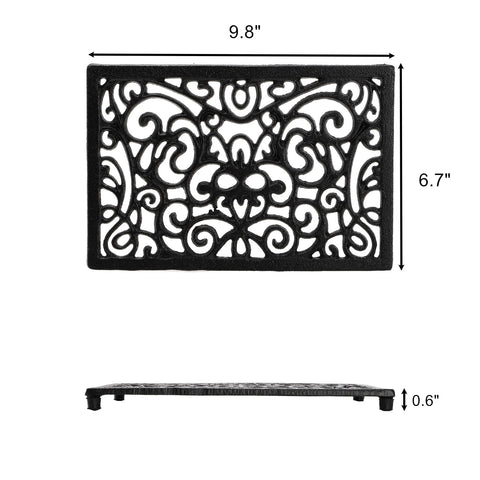 Yopay rustproof cast iron trivet with flower pattern adds vintage charm and protection.