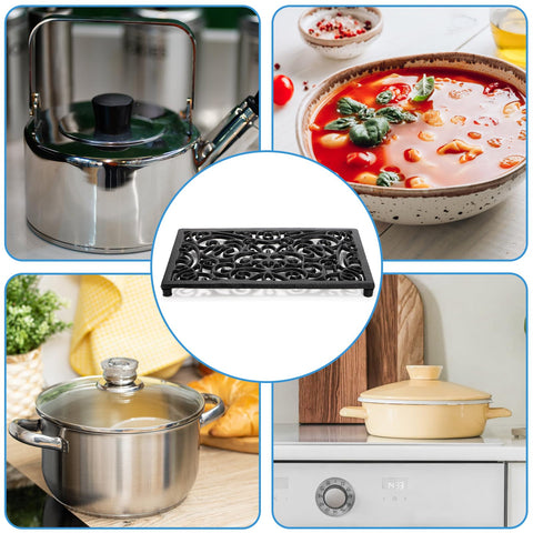Yopay trivet near a wood stove protects surfaces while organizing hot utensils.